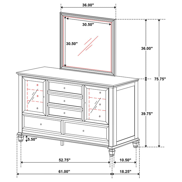 Sandy Beach Dresser with Mirror