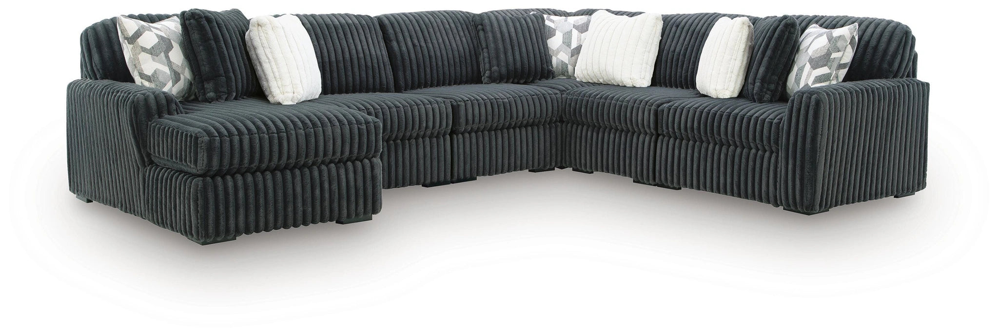 Midnight-Madness Sectional with Chaise - Gunmetal