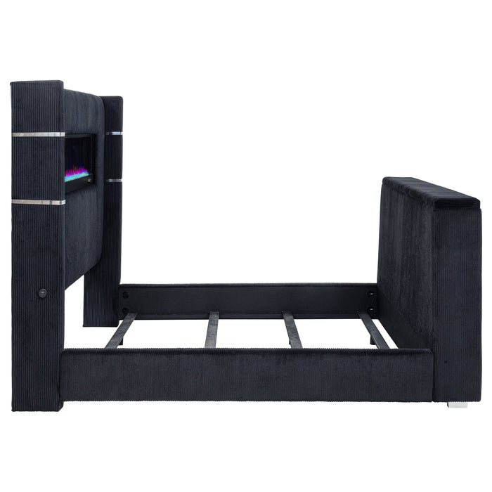 Tisdall Wingback TV Bed with Flame Visualizer