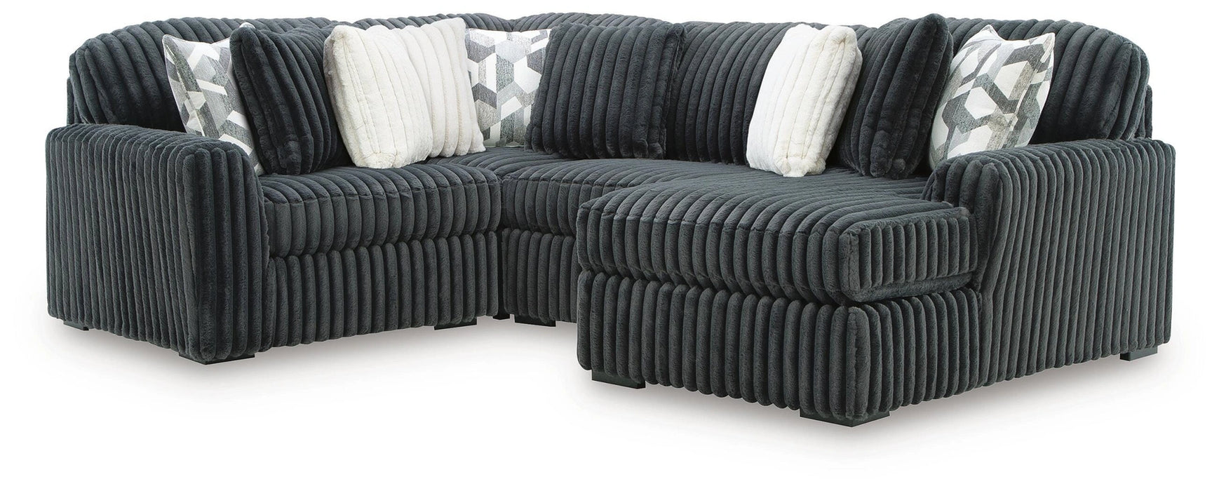 Midnight-Madness Sectional with Chaise - Gunmetal