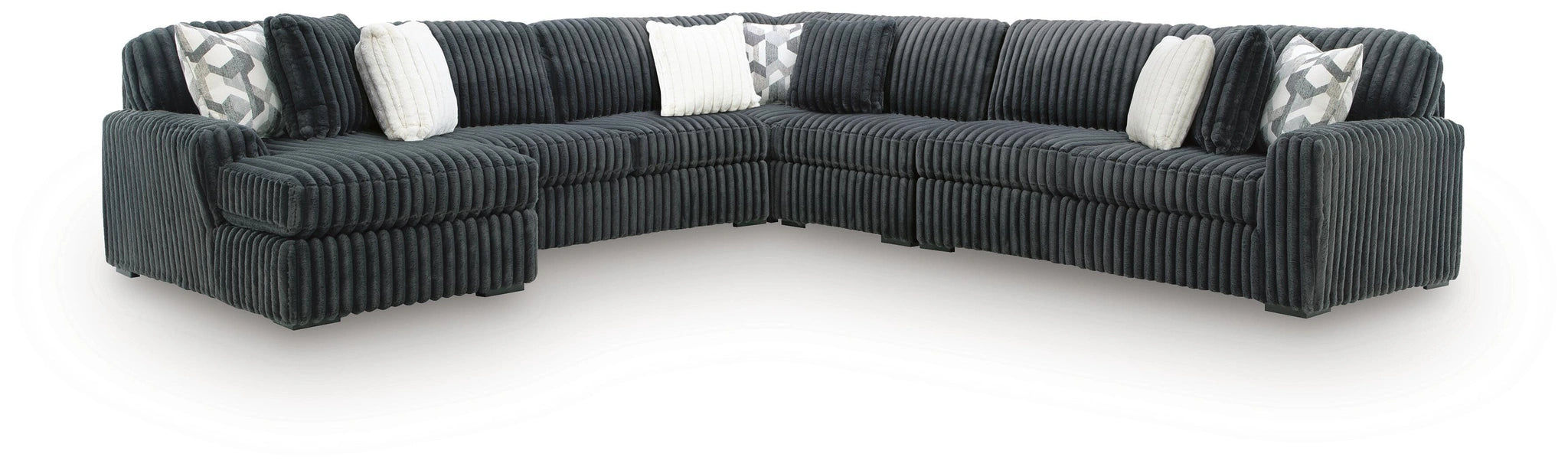 Midnight-Madness Sectional with Chaise - Gunmetal