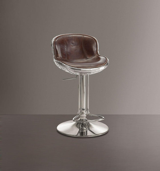 Acme Furniture Brancaster Adjustable Armless Swivel Stool in Vintage Brown (Set of 2) 96556